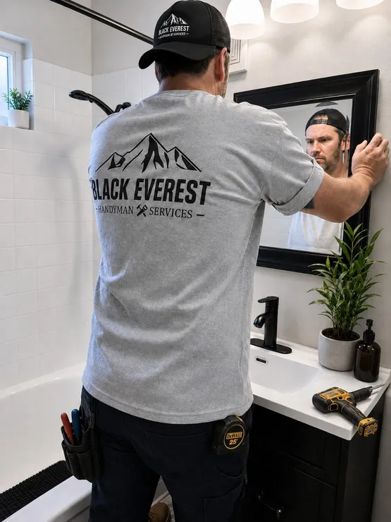 Bathroom mirror installation